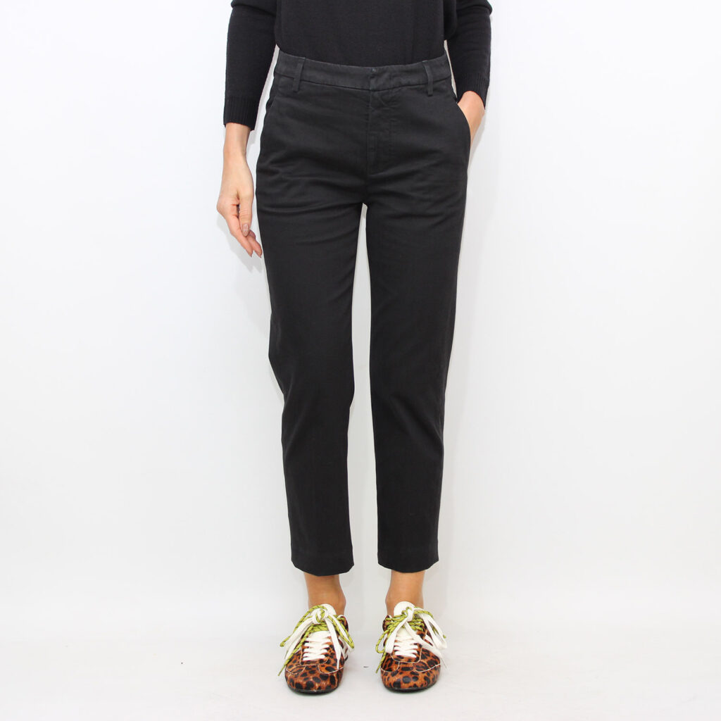 Pantalone Nima zip loose in gabardina mano calda nero