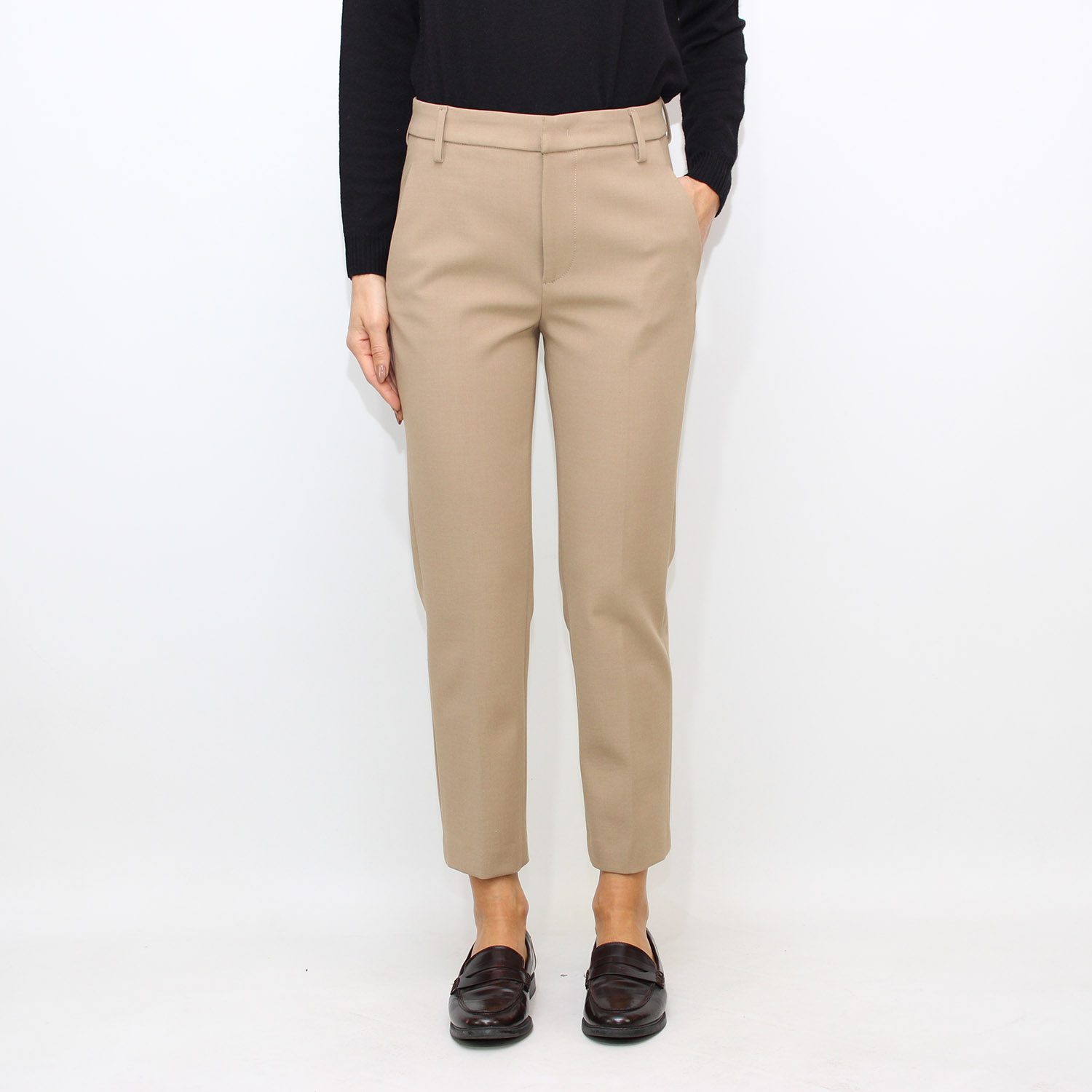 Pantalone Nima zip loose in tela bistretch sabbia