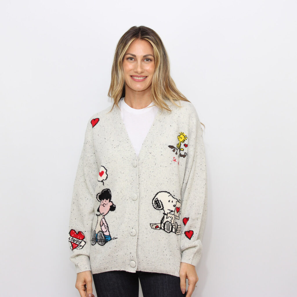 Cardigan Sasi Donegal in jacquard Snoopy love letters