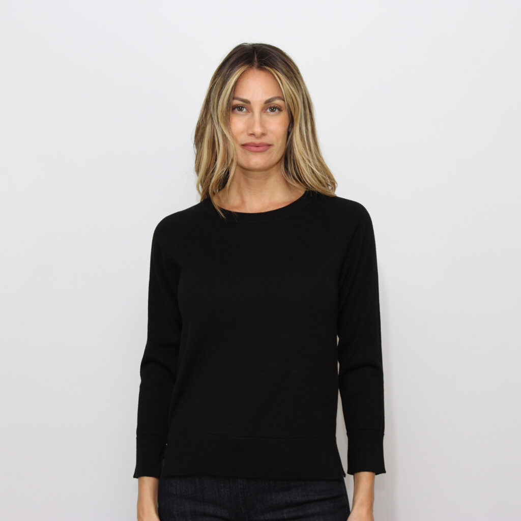 Maglia girocollo in lana merinos nero