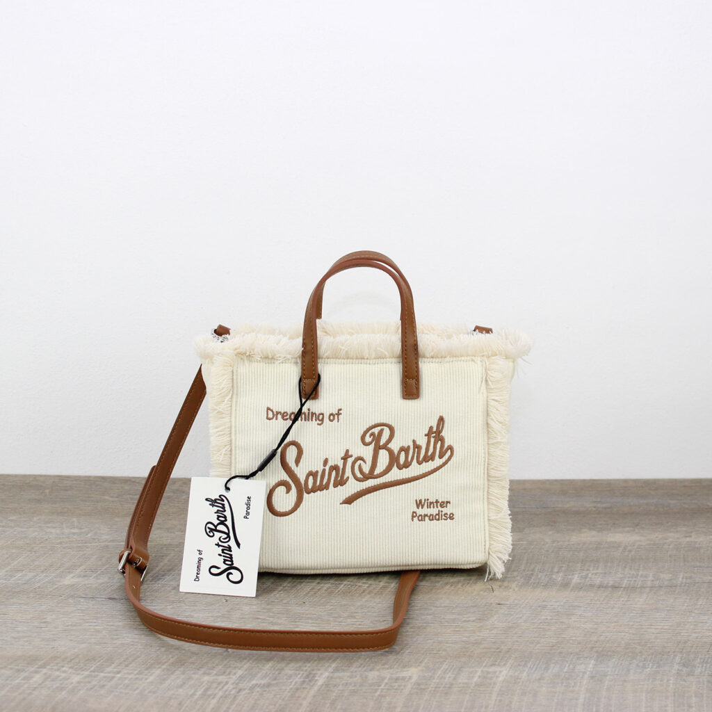 Borsa Vanity mini corduroy in velluto a coste panna