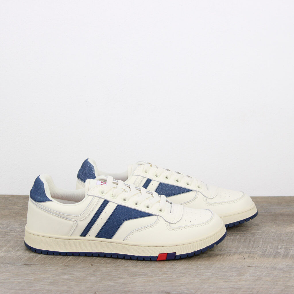 Scarpa Sky in pelle crema e blu