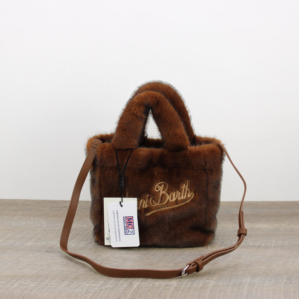 Borsa Vanity mini soft faux fur marrone